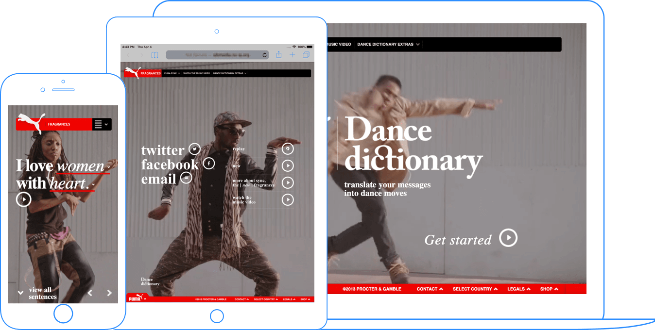 Dance Dictionary website was implemented across multiple devices